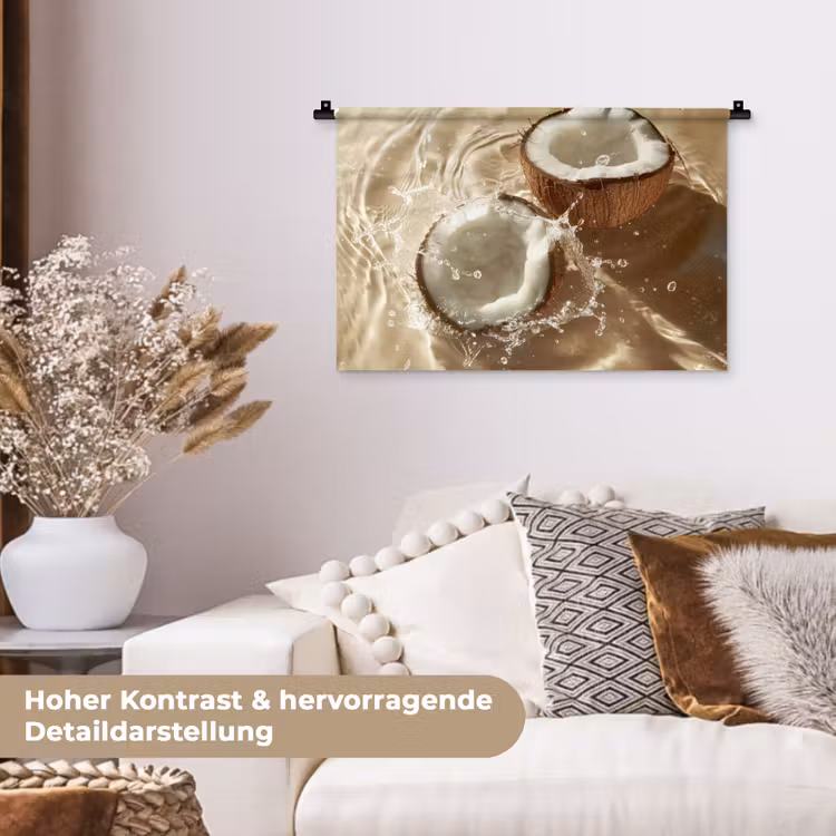 Kokosnoot - Water - Beige - Spetters Wandkleed katoen klein -tsfeer1_DE