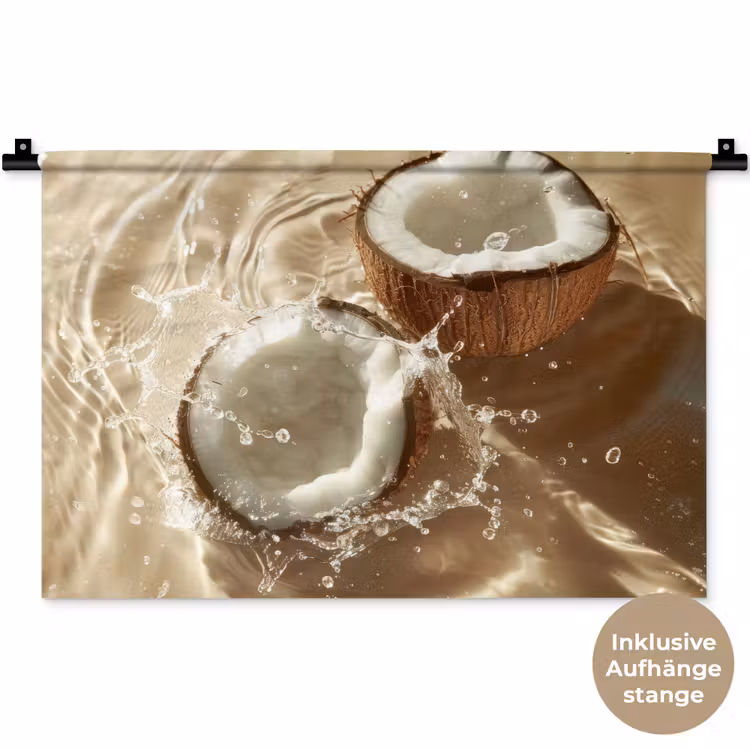 Kokosnoot - Water - Beige - Spetters Wandkleed katoen klein -t3d_DE