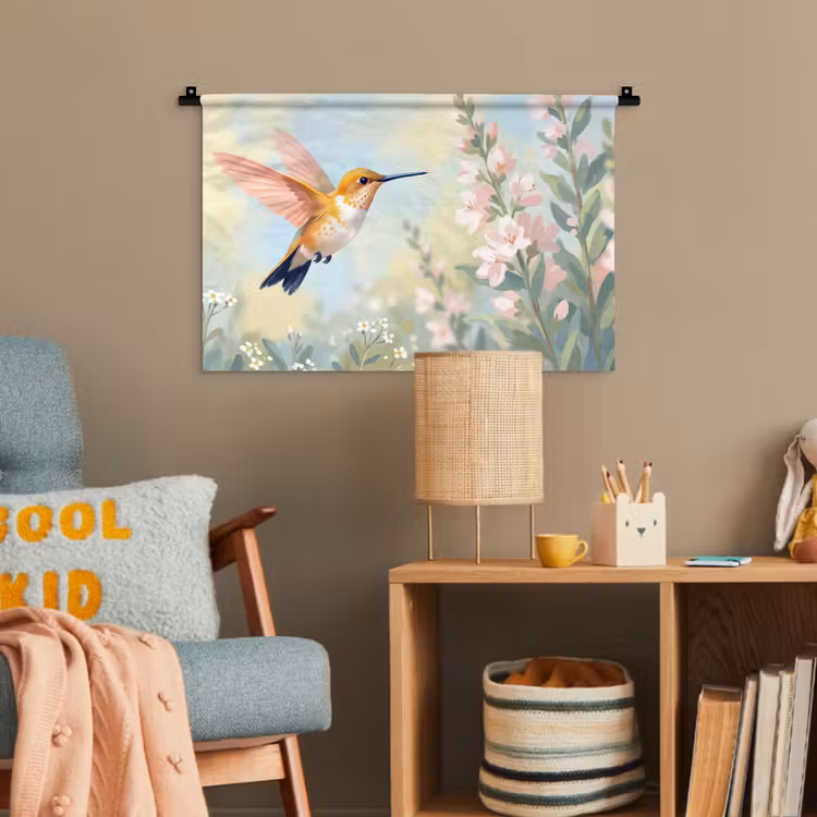 Kolibrie - Illustratie - Kleurrijk Wandkleed katoen klein -wsfeer4_kind