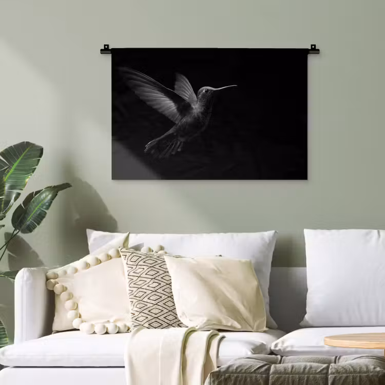 Kolibrie - Zwart - Dieren Wandkleed katoen klein -sfeer7