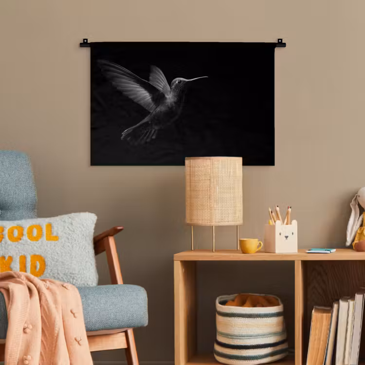 Kolibrie - Zwart - Dieren Wandkleed katoen klein -wsfeer4_kind