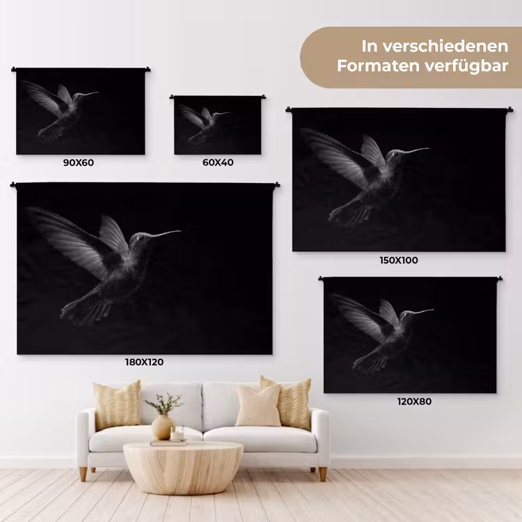 Kolibrie - Zwart - Dieren Wandkleed katoen klein -tsfeer8_DE