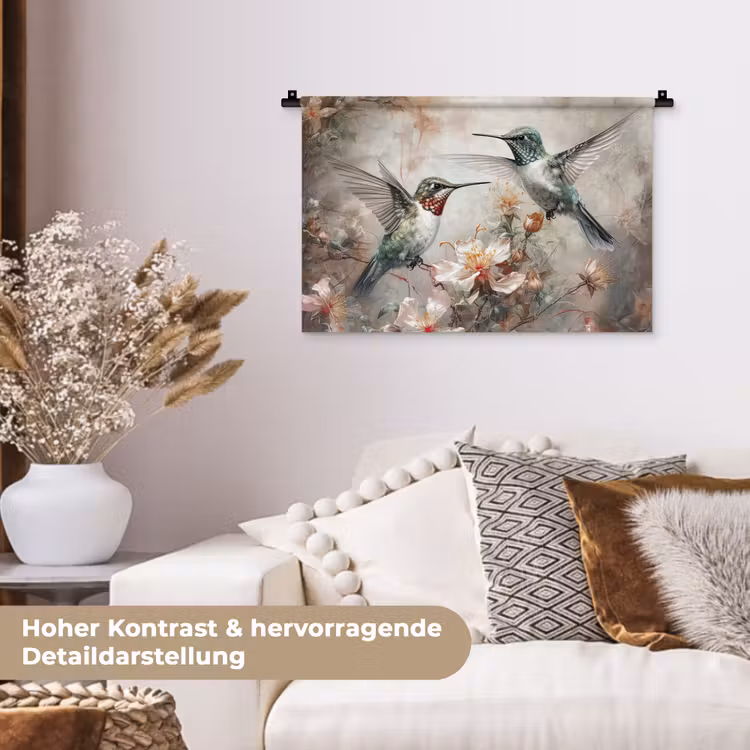 Kolibrie - Vogels - Bloemen - Planten Wandkleed katoen klein -tsfeer1_DE