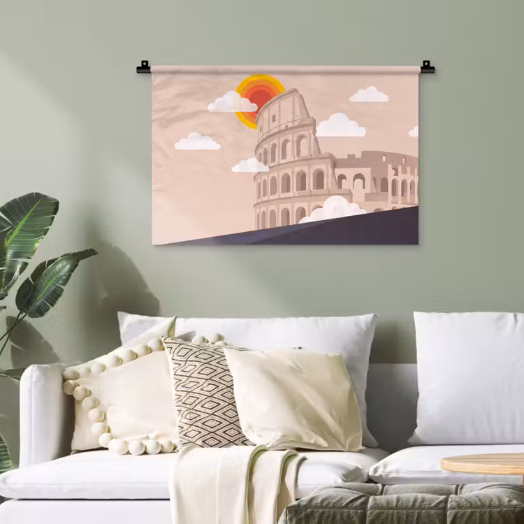 Colosseum - Zonsopgang - Rome - Architectuur - Beige Wandkleed katoen klein -sfeer7