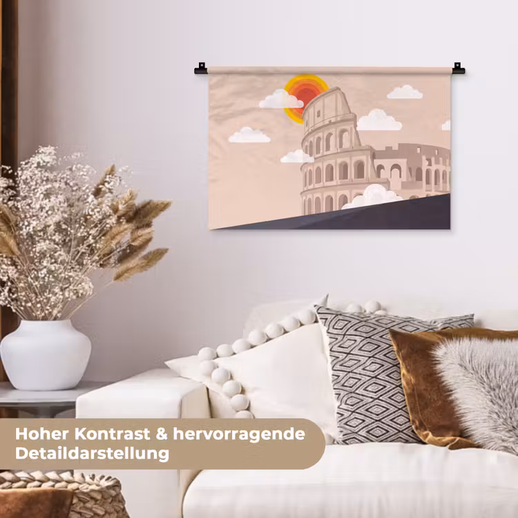 Colosseum - Zonsopgang - Rome - Architectuur - Beige Wandkleed katoen klein -tsfeer1_DE