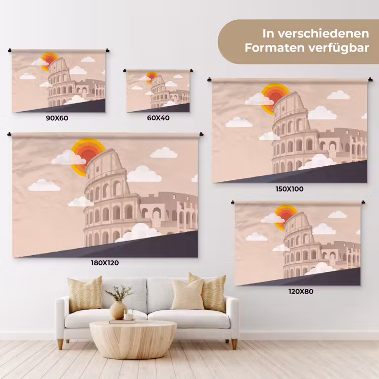 Colosseum - Zonsopgang - Rome - Architectuur - Beige Wandkleed katoen klein -tsfeer8_DE