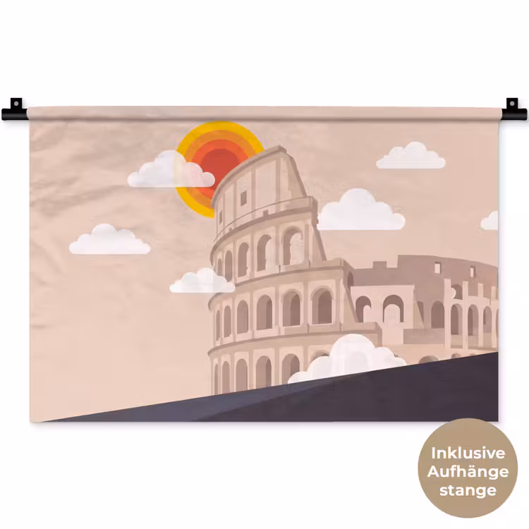 Colosseum - Zonsopgang - Rome - Architectuur - Beige Wandkleed katoen klein -t3d_DE