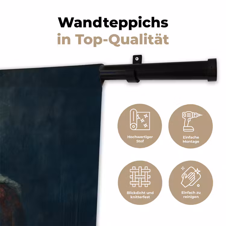 Koning - Portret - Druipende gele verf Wandkleed katoen klein -tsfeer2_DE