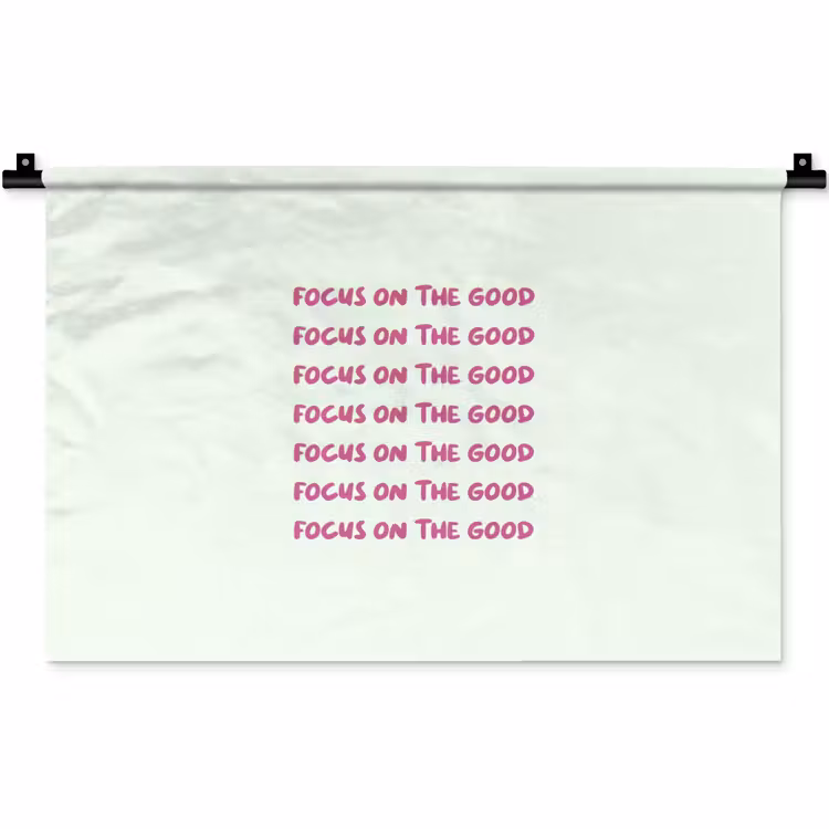 Focus on the good - Roze Wandkleed katoen klein -zz3d