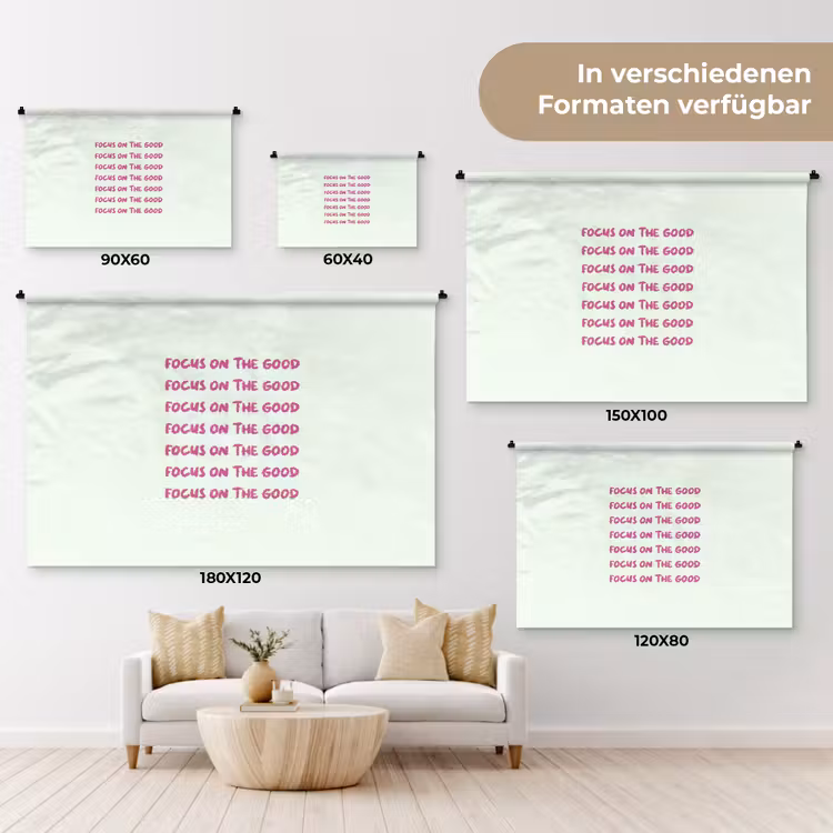 Focus on the good - Roze Wandkleed katoen klein -tsfeer8_DE