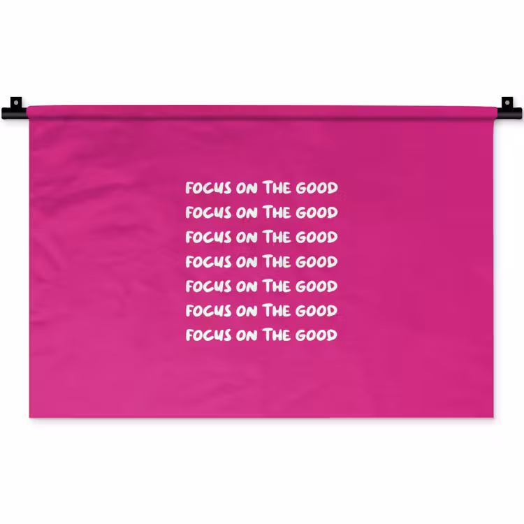 Focus on the good - Roze - wit Wandkleed katoen klein -zz3d