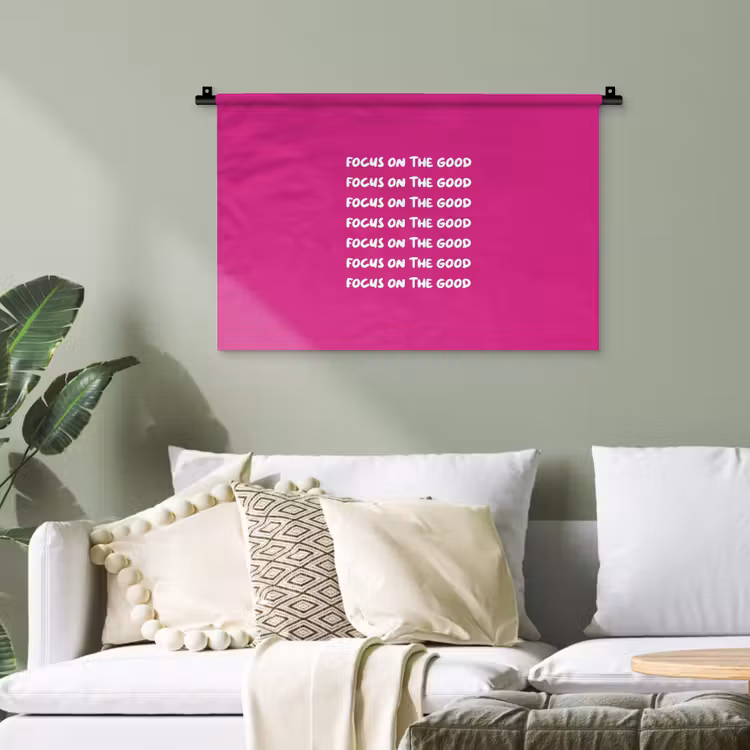 Focus on the good - Roze - wit Wandkleed katoen klein -sfeer7
