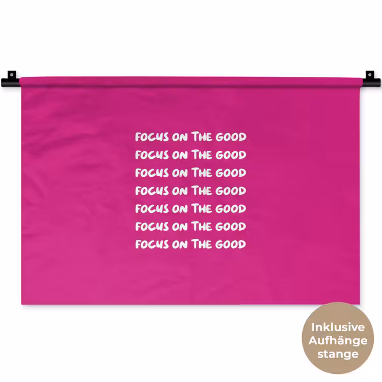 Focus on the good - Roze - wit Wandkleed katoen klein -t3d_DE