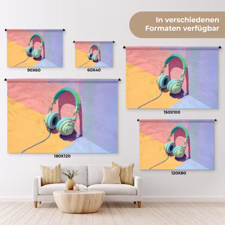Koptelefoon - Mintgroen - Draad Wandkleed katoen klein -tsfeer8_DE