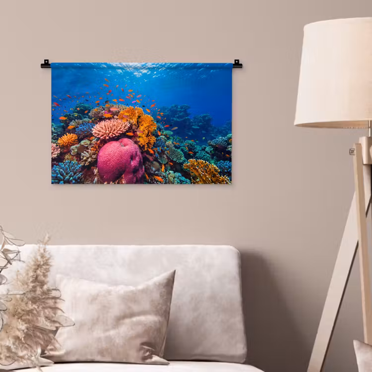 Koraal - Vissen - Oceaan - Natuur - Kleurrijk Wandkleed katoen klein -sfeer4