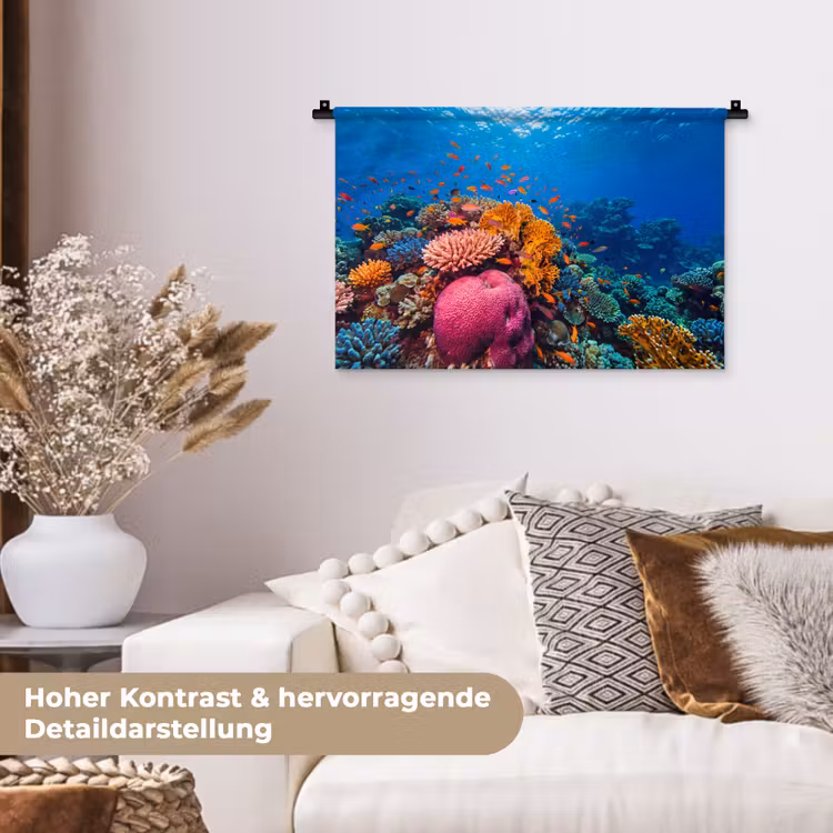Koraal - Vissen - Oceaan - Natuur - Kleurrijk Wandkleed katoen klein -tsfeer1_DE
