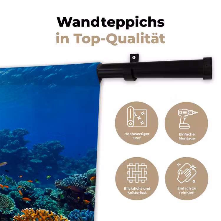 Koraal - Vissen - Oceaan - Natuur - Kleurrijk Wandkleed katoen klein -tsfeer2_DE