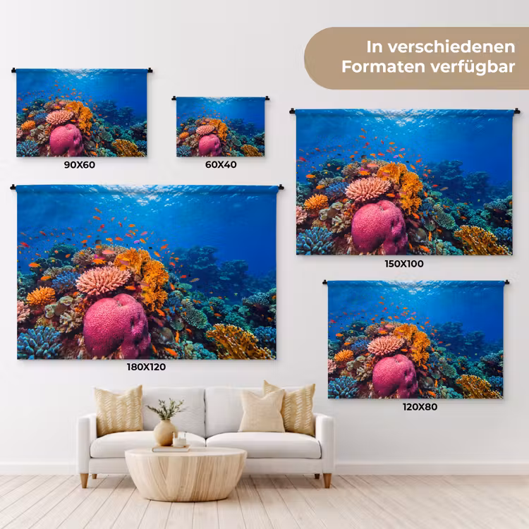 Koraal - Vissen - Oceaan - Natuur - Kleurrijk Wandkleed katoen klein -tsfeer8_DE