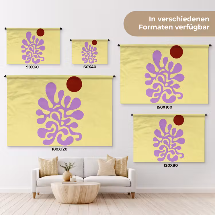 Koraal - Cirkel - Abstract - Geel Wandkleed katoen klein -tsfeer8_DE