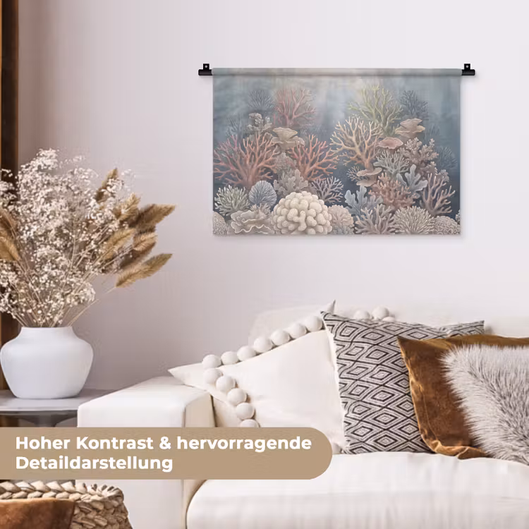 Koraal - Zeeleven - Onderwater - Illustratie - Natuur Wandkleed katoen klein -tsfeer1_DE