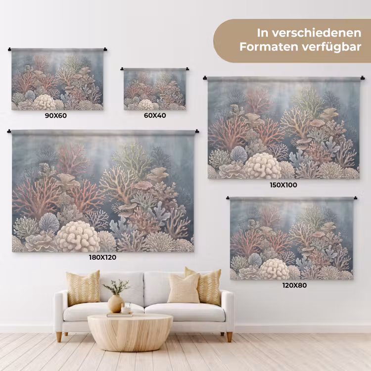 Koraal - Zeeleven - Onderwater - Illustratie - Natuur Wandkleed katoen klein -tsfeer8_DE