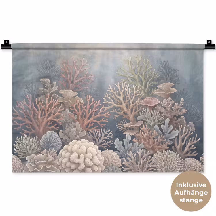 Koraal - Zeeleven - Onderwater - Illustratie - Natuur Wandkleed katoen klein -t3d_DE