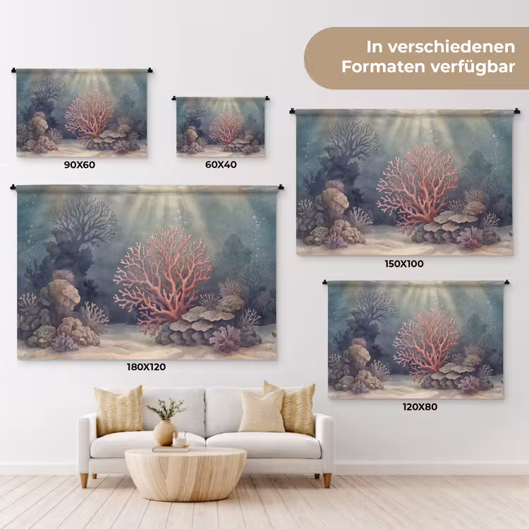 Koraal - Onderwater - Natuur - Roze Wandkleed katoen klein -tsfeer8_DE
