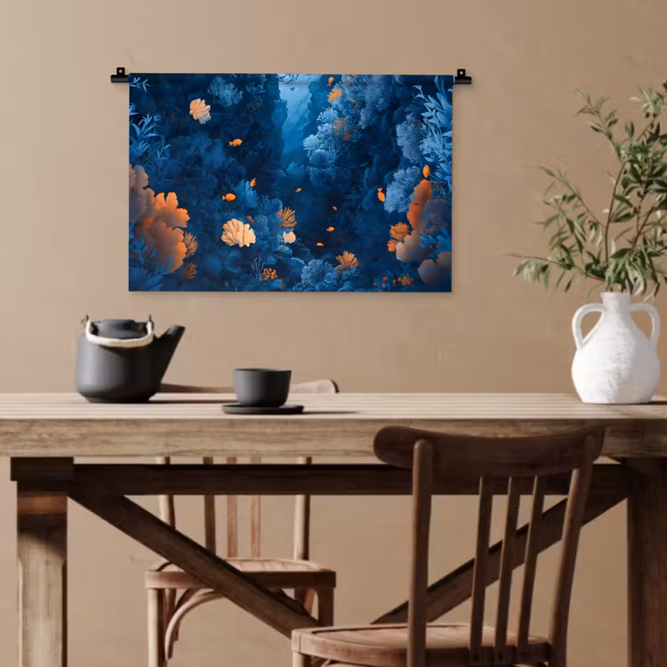 Koraalrif - Vissen - Oceaan - Blauw Wandkleed katoen klein -sfeer6
