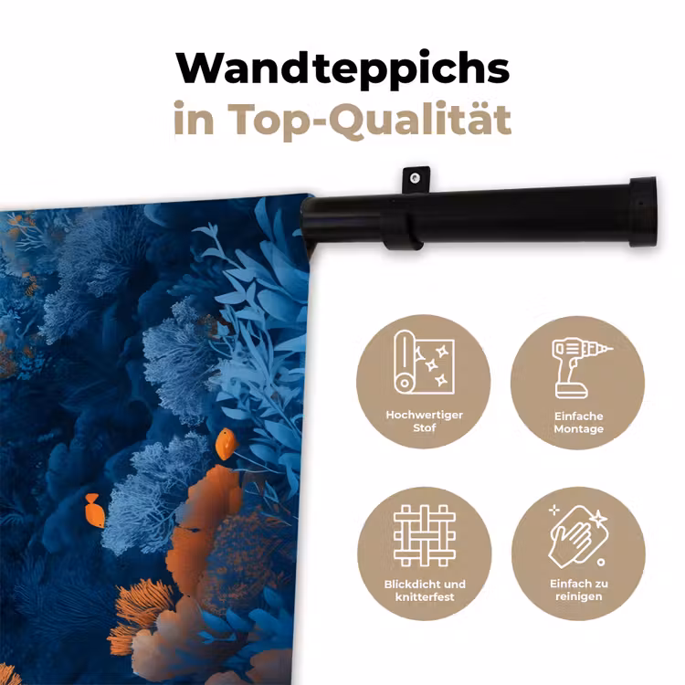 Koraalrif - Vissen - Oceaan - Blauw Wandkleed katoen klein -tsfeer2_DE