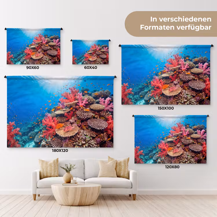 Koraalrif - Vissen - Onderwater - Tropisch - Rood Wandkleed katoen klein -tsfeer8_DE