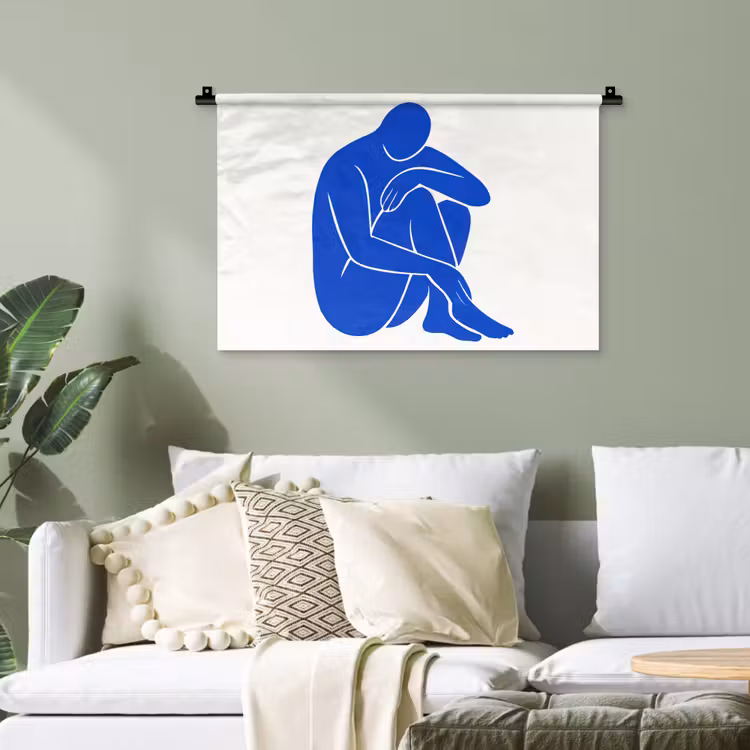 Lichaam - Abstract - Blauw Wandkleed katoen klein -sfeer7
