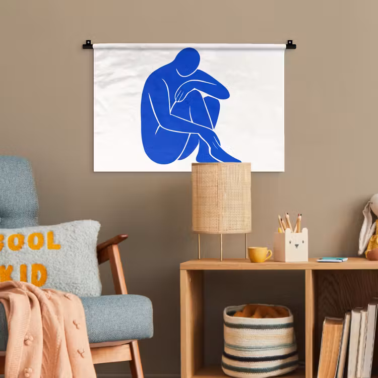 Lichaam - Abstract - Blauw Wandkleed katoen klein -wsfeer4_kind