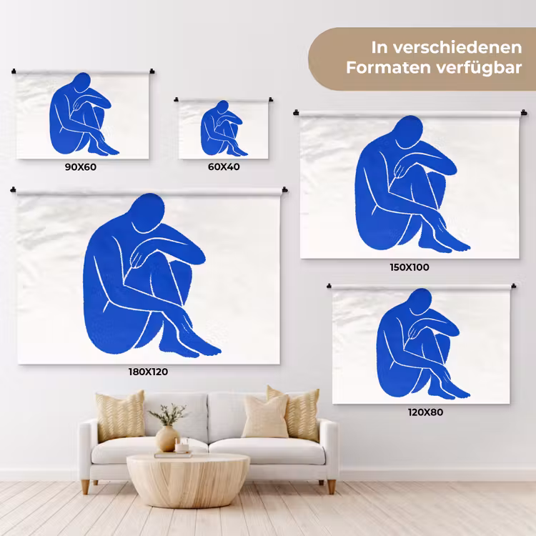 Lichaam - Abstract - Blauw Wandkleed katoen klein -tsfeer8_DE