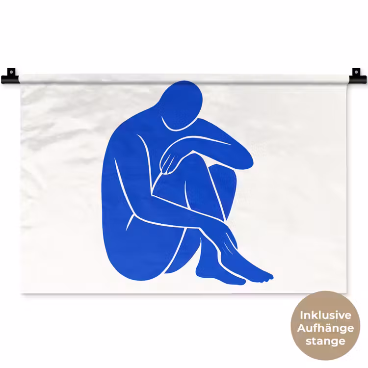 Lichaam - Abstract - Blauw Wandkleed katoen klein -t3d_DE