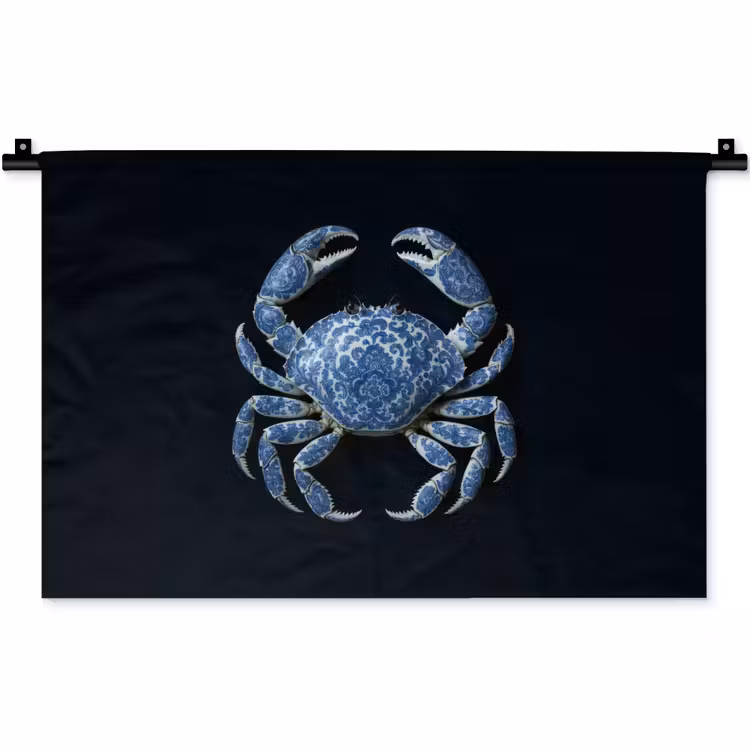 Krab - Delfts blauw - Dieren Wandkleed katoen klein -zz3d