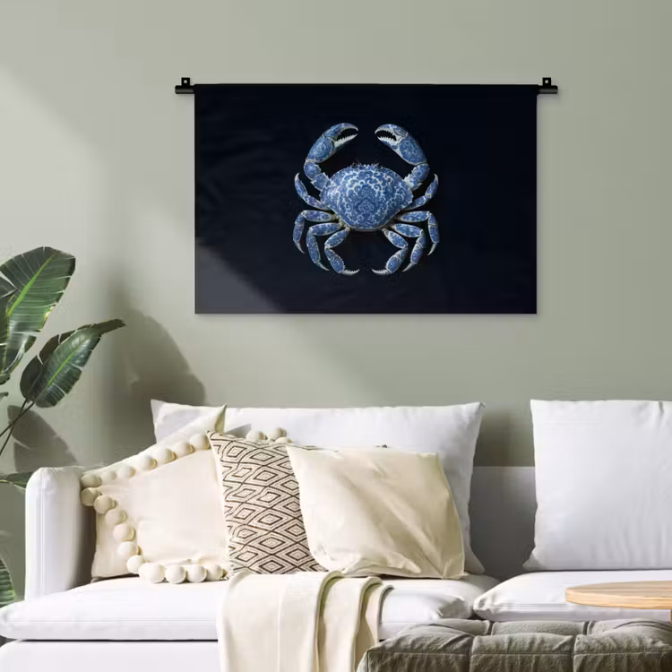 Krab - Delfts blauw - Dieren Wandkleed katoen klein -sfeer7