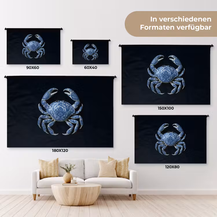 Krab - Delfts blauw - Dieren Wandkleed katoen klein -tsfeer8_DE