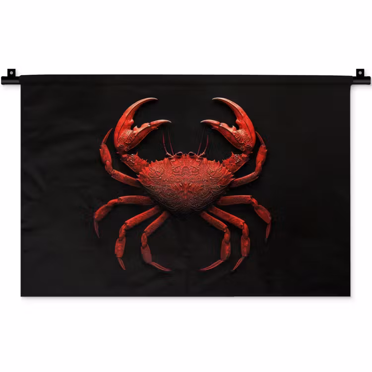 Krab - Rood - Vissen - Schaaldieren Wandkleed katoen klein -zz3d