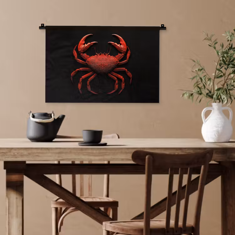 Krab - Rood - Vissen - Schaaldieren Wandkleed katoen klein -sfeer6