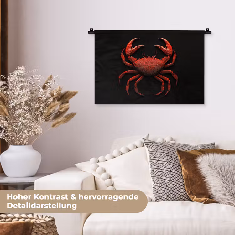 Krab - Rood - Vissen - Schaaldieren Wandkleed katoen klein -tsfeer1_DE