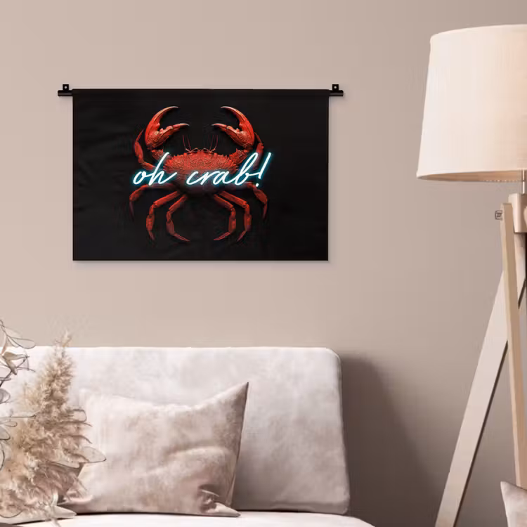 Krab - Rood - Neon - Quote Wandkleed katoen klein -sfeer4