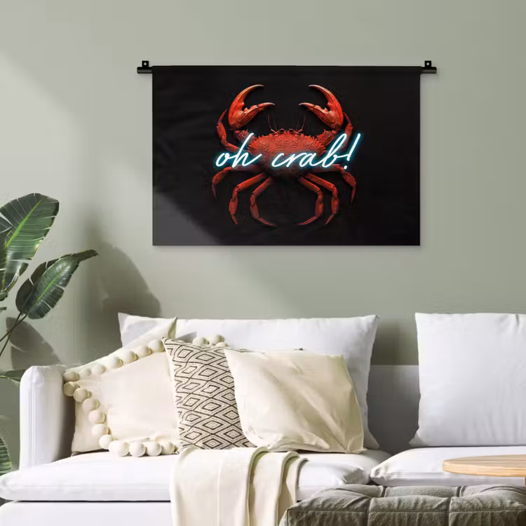 Krab - Rood - Neon - Quote Wandkleed katoen klein -sfeer7