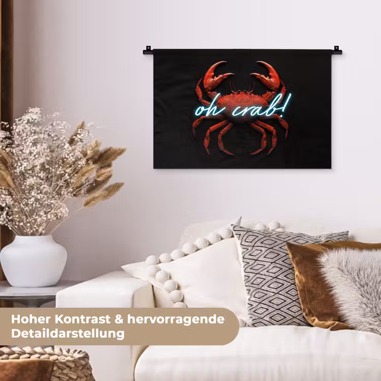 Krab - Rood - Neon - Quote Wandkleed katoen klein -tsfeer1_DE