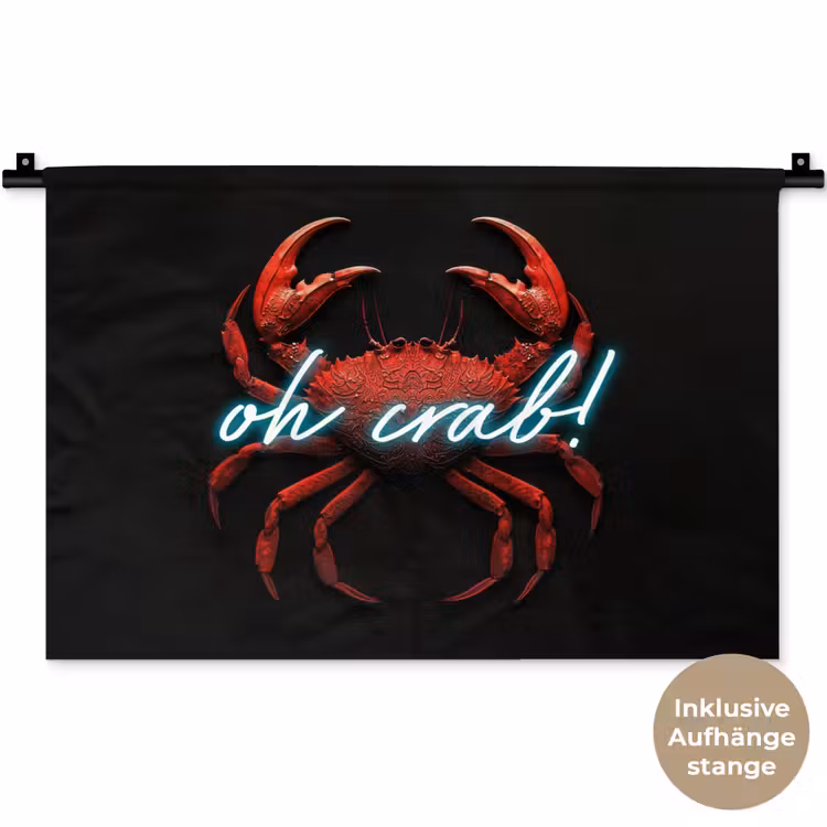 Krab - Rood - Neon - Quote Wandkleed katoen klein -t3d_DE