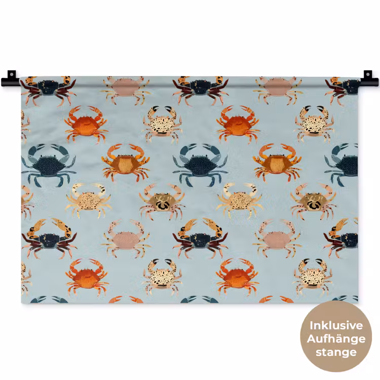 Krabben - Speels - Kleurrijk Wandkleed katoen klein 269 -t3d_DE