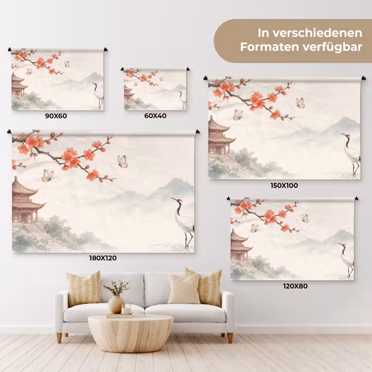 Kraanvogel - Azië - Klassiek Wandkleed katoen klein -tsfeer8_DE