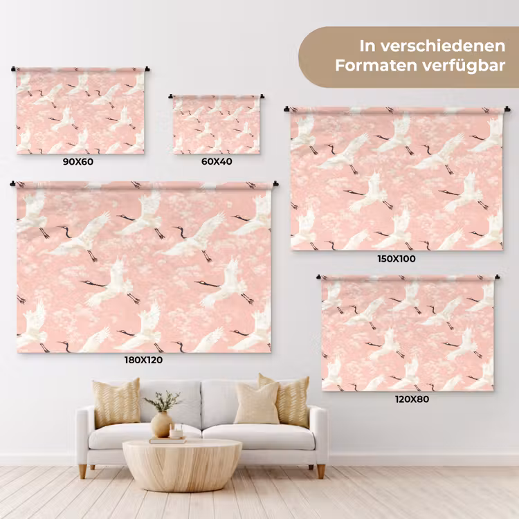Kraanvogels - Bloesem - Roze Wandkleed katoen klein 269 -tsfeer8_DE