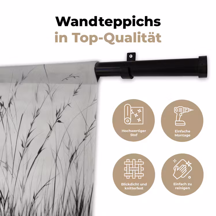 Kraanvogels - Gras - Hartvorm - Zwart Wandkleed katoen klein -tsfeer2_DE