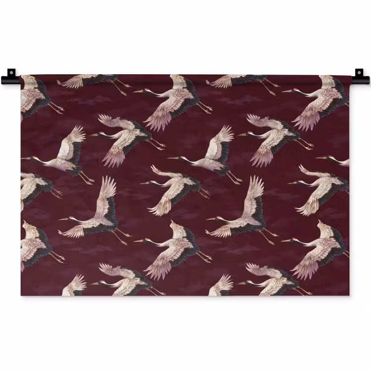 Kraanvogels - Klassiek - Bordeaux Wandkleed katoen klein 269 -zz3d