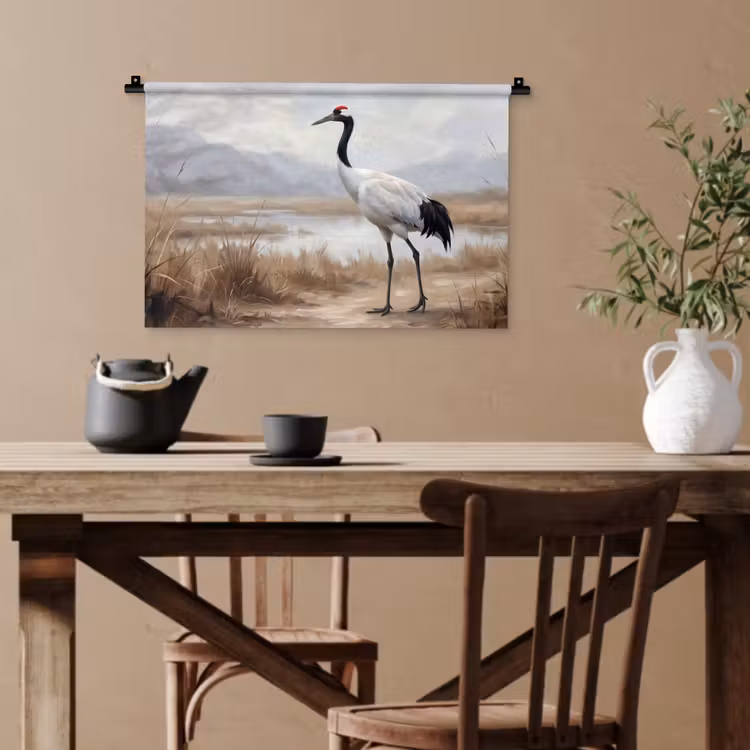 Kraanvogel - Natuur - Realistisch Wandkleed katoen klein -sfeer6